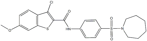 N-[4-(azepan-1-ylsulfonyl)phenyl]-3-chloro-6-methoxy-1-benzothiophene-2-carboxamide Struktur