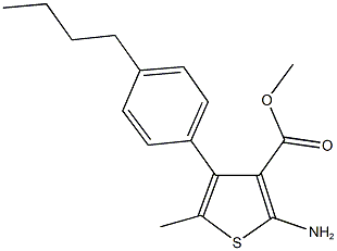 methyl 2-amino-4-(4-butylphenyl)-5-methyl-3-thiophenecarboxylate Struktur