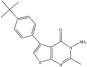 3-amino-5-(4-tert-butylphenyl)-2-methylthieno[2,3-d]pyrimidin-4(3H)-one Struktur