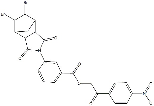 2-{4-nitrophenyl}-2-oxoethyl 3-(8,9-dibromo-3,5-dioxo-4-azatricyclo[5.2.1.0~2,6~]dec-4-yl)benzoate Struktur