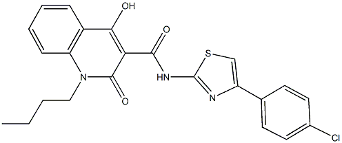 1-butyl-N-[4-(4-chlorophenyl)-1,3-thiazol-2-yl]-4-hydroxy-2-oxo-1,2-dihydro-3-quinolinecarboxamide Struktur