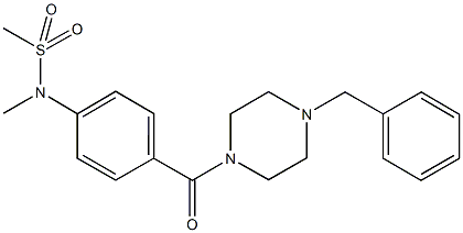 N-{4-[(4-benzyl-1-piperazinyl)carbonyl]phenyl}-N-methylmethanesulfonamide Struktur