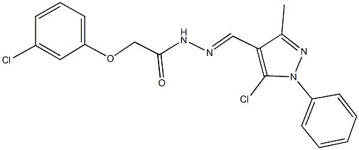 N'-[(5-chloro-3-methyl-1-phenyl-1H-pyrazol-4-yl)methylene]-2-(3-chlorophenoxy)acetohydrazide Struktur