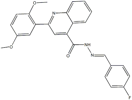 2-(2,5-dimethoxyphenyl)-N'-(4-fluorobenzylidene)-4-quinolinecarbohydrazide Struktur