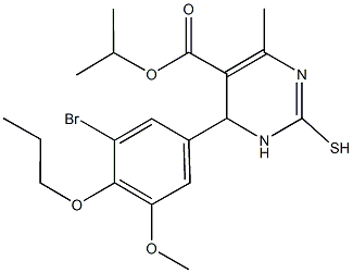 isopropyl 6-(3-bromo-5-methoxy-4-propoxyphenyl)-4-methyl-2-sulfanyl-1,6-dihydropyrimidine-5-carboxylate Struktur