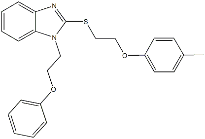 2-{[2-(4-methylphenoxy)ethyl]sulfanyl}-1-(2-phenoxyethyl)-1H-benzimidazole Struktur