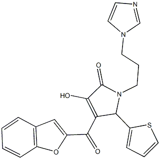 4-(1-benzofuran-2-ylcarbonyl)-3-hydroxy-1-[3-(1H-imidazol-1-yl)propyl]-5-(2-thienyl)-1,5-dihydro-2H-pyrrol-2-one Struktur