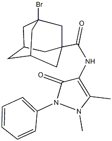 3-bromo-N-(1,5-dimethyl-3-oxo-2-phenyl-2,3-dihydro-1H-pyrazol-4-yl)-1-adamantanecarboxamide Struktur