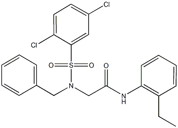 2-{benzyl[(2,5-dichlorophenyl)sulfonyl]amino}-N-(2-ethylphenyl)acetamide Struktur