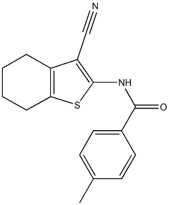 N-(3-cyano-4,5,6,7-tetrahydro-1-benzothien-2-yl)-4-methylbenzamide Struktur