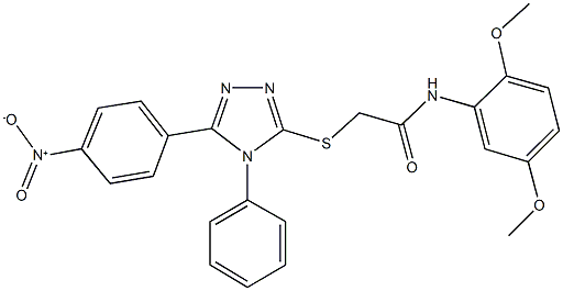 N-[2,5-bis(methyloxy)phenyl]-2-[(5-{4-nitrophenyl}-4-phenyl-4H-1,2,4-triazol-3-yl)sulfanyl]acetamide Struktur