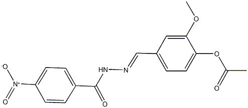 4-(2-{4-nitrobenzoyl}carbohydrazonoyl)-2-methoxyphenyl acetate Struktur