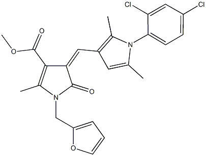 methyl 4-{[1-(2,4-dichlorophenyl)-2,5-dimethyl-1H-pyrrol-3-yl]methylene}-1-(2-furylmethyl)-2-methyl-5-oxo-4,5-dihydro-1H-pyrrole-3-carboxylate Struktur