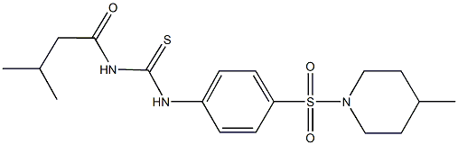 N-(3-methylbutanoyl)-N'-{4-[(4-methyl-1-piperidinyl)sulfonyl]phenyl}thiourea Struktur