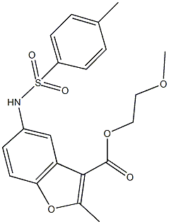 2-methoxyethyl 2-methyl-5-{[(4-methylphenyl)sulfonyl]amino}-1-benzofuran-3-carboxylate Struktur