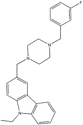 9-ethyl-3-{[4-(3-fluorobenzyl)-1-piperazinyl]methyl}-9H-carbazole Struktur