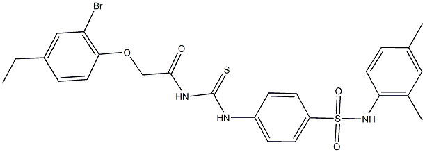 4-[({[(2-bromo-4-ethylphenoxy)acetyl]amino}carbothioyl)amino]-N-(2,4-dimethylphenyl)benzenesulfonamide Struktur