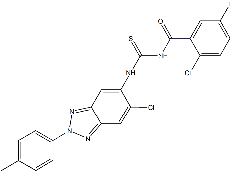 N-(2-chloro-5-iodobenzoyl)-N'-[6-chloro-2-(4-methylphenyl)-2H-1,2,3-benzotriazol-5-yl]thiourea Struktur