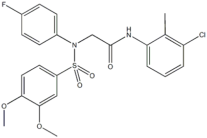 N-(3-chloro-2-methylphenyl)-2-{[(3,4-dimethoxyphenyl)sulfonyl]-4-fluoroanilino}acetamide Struktur