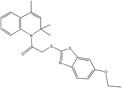 ethyl 2-{[2-oxo-2-(2,2,4-trimethyl-1(2H)-quinolinyl)ethyl]sulfanyl}-1,3-benzothiazol-6-yl ether Struktur