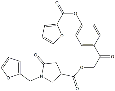 2-[4-(2-furoyloxy)phenyl]-2-oxoethyl 1-(2-furylmethyl)-5-oxo-3-pyrrolidinecarboxylate Struktur