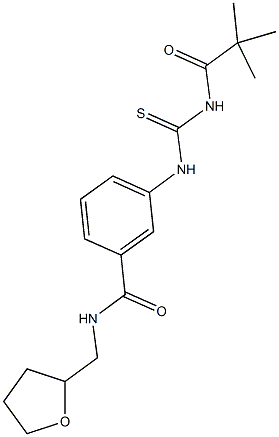 3-({[(2,2-dimethylpropanoyl)amino]carbothioyl}amino)-N-(tetrahydro-2-furanylmethyl)benzamide Struktur