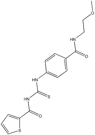 N-(2-methoxyethyl)-4-({[(2-thienylcarbonyl)amino]carbothioyl}amino)benzamide Struktur