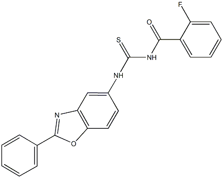 N-(2-fluorobenzoyl)-N'-(2-phenyl-1,3-benzoxazol-5-yl)thiourea Struktur