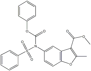 methyl 2-methyl-5-[(phenoxycarbonyl)(phenylsulfonyl)amino]-1-benzofuran-3-carboxylate Struktur