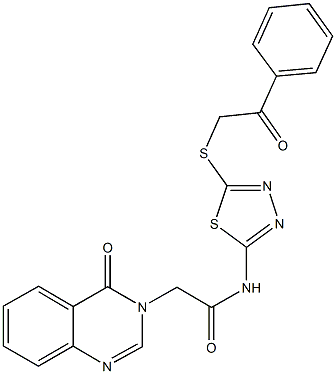 N-{5-[(2-oxo-2-phenylethyl)sulfanyl]-1,3,4-thiadiazol-2-yl}-2-(4-oxo-3(4H)-quinazolinyl)acetamide Struktur