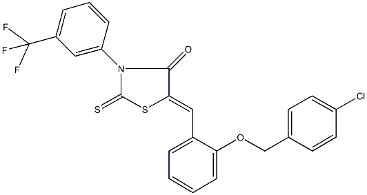 5-{2-[(4-chlorobenzyl)oxy]benzylidene}-2-thioxo-3-[3-(trifluoromethyl)phenyl]-1,3-thiazolidin-4-one Struktur