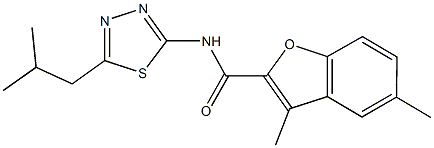 N-(5-isobutyl-1,3,4-thiadiazol-2-yl)-3,5-dimethyl-1-benzofuran-2-carboxamide Struktur