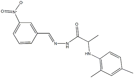 2-(2,4-dimethylanilino)-N'-{3-nitrobenzylidene}propanohydrazide Struktur