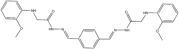 2-(2-methoxyanilino)-N'-(4-{2-[(2-methoxyanilino)acetyl]carbohydrazonoyl}benzylidene)acetohydrazide Struktur