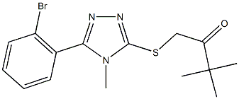 1-{[5-(2-bromophenyl)-4-methyl-4H-1,2,4-triazol-3-yl]sulfanyl}-3,3-dimethyl-2-butanone Struktur