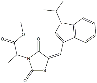 methyl 2-{5-[(1-isopropyl-1H-indol-3-yl)methylene]-2,4-dioxo-1,3-thiazolidin-3-yl}propanoate Struktur