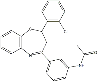 N-{3-[2-(2-chlorophenyl)-2,3-dihydro-1,5-benzothiazepin-4-yl]phenyl}acetamide Struktur