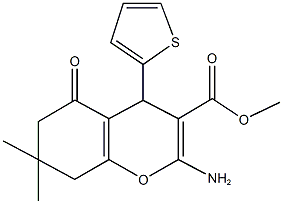 methyl 2-amino-7,7-dimethyl-5-oxo-4-thien-2-yl-5,6,7,8-tetrahydro-4H-chromene-3-carboxylate Struktur