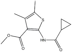 methyl 2-[(cyclopropylcarbonyl)amino]-4,5-dimethyl-3-thiophenecarboxylate Struktur