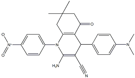 2-amino-4-[4-(dimethylamino)phenyl]-1-{4-nitrophenyl}-7,7-dimethyl-5-oxo-1,4,5,6,7,8-hexahydroquinoline-3-carbonitrile Struktur