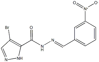 4-bromo-N'-{3-nitrobenzylidene}-1H-pyrazole-5-carbohydrazide Struktur