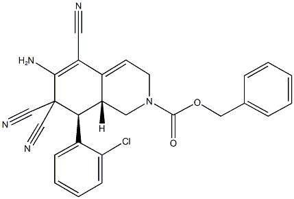 benzyl 6-amino-8-(2-chlorophenyl)-5,7,7-tricyano-3,7,8,8a-tetrahydro-2(1H)-isoquinolinecarboxylate Struktur