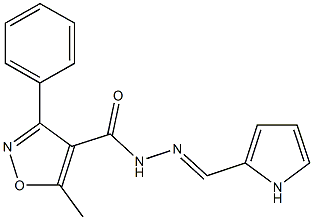 5-methyl-3-phenyl-N'-(1H-pyrrol-2-ylmethylene)-4-isoxazolecarbohydrazide Struktur