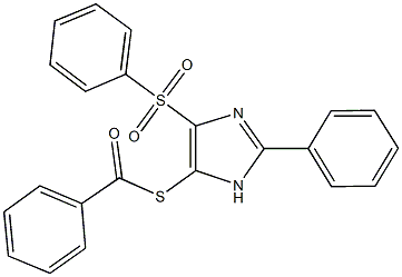 S-[2-phenyl-4-(phenylsulfonyl)-1H-imidazol-5-yl] benzenecarbothioate Struktur