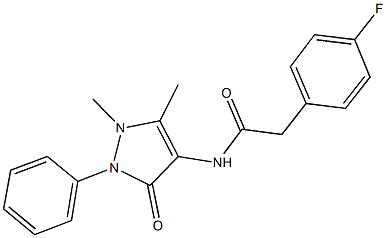 N-(1,5-dimethyl-3-oxo-2-phenyl-2,3-dihydro-1H-pyrazol-4-yl)-2-(4-fluorophenyl)acetamide Struktur