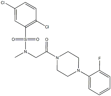 2,5-dichloro-N-{2-[4-(2-fluorophenyl)-1-piperazinyl]-2-oxoethyl}-N-methylbenzenesulfonamide Struktur