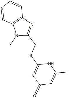 6-methyl-2-{[(1-methyl-1H-benzimidazol-2-yl)methyl]sulfanyl}-4(1H)-pyrimidinone Struktur