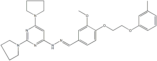 3-methoxy-4-[2-(3-methylphenoxy)ethoxy]benzaldehyde (2,6-dipyrrolidin-1-ylpyrimidin-4-yl)hydrazone Struktur