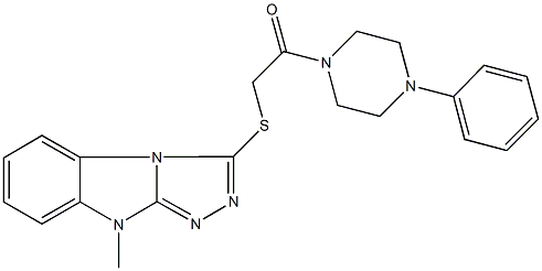 9-methyl-9H-[1,2,4]triazolo[4,3-a]benzimidazol-3-yl 2-oxo-2-(4-phenyl-1-piperazinyl)ethyl sulfide Struktur