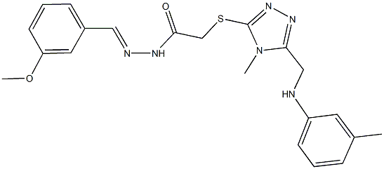 N'-(3-methoxybenzylidene)-2-{[4-methyl-5-(3-toluidinomethyl)-4H-1,2,4-triazol-3-yl]sulfanyl}acetohydrazide Struktur